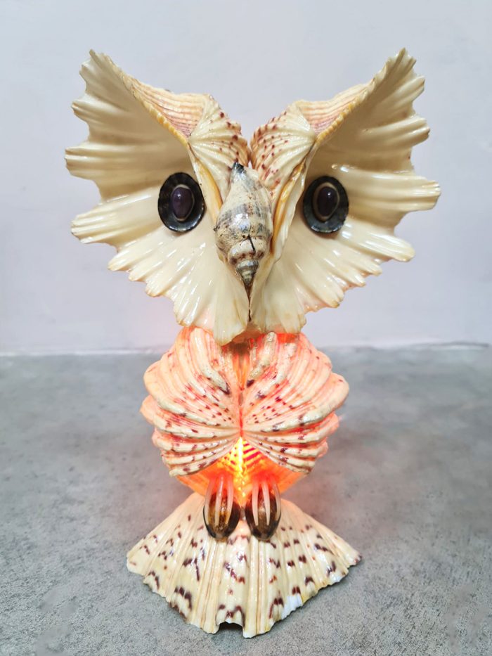 Vintage nature owl seashell lamp uilen schelpen uilen lamp 'Vitamin Sea'