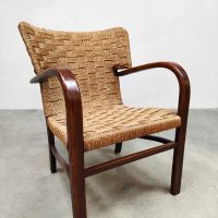 Vintage rope wicker chair 'Wingback chair'