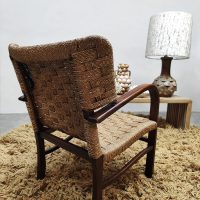 Vintage rope wicker chair touwstoel 'Wingback chair'