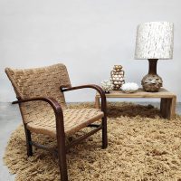 Vintage rope wicker chair 'Wingback chair'