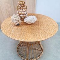 Vintage round rattan bamboo dining set 'bohemian'