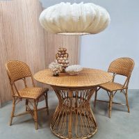 Vintage round rattan bamboo dining set 'bohemian'