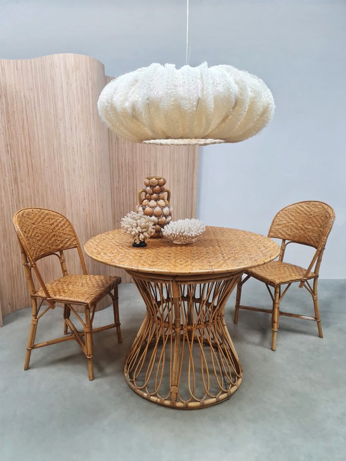 Vintage round rattan bamboo dining set 'bohemian'