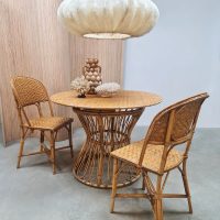 Vintage round rattan bamboo dining set 'bohemian'