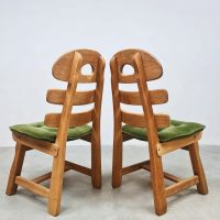 Vintage interior design Spanish oak fishbone chairs Spaanse eiken visgraat stoelen 1970 ''Brutalist''