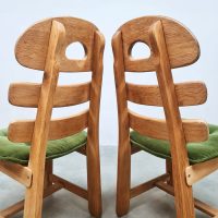 Vintage Spanish oak fishbone chairs Spaanse eiken visgraat stoelen 1970 ''Brutalist''