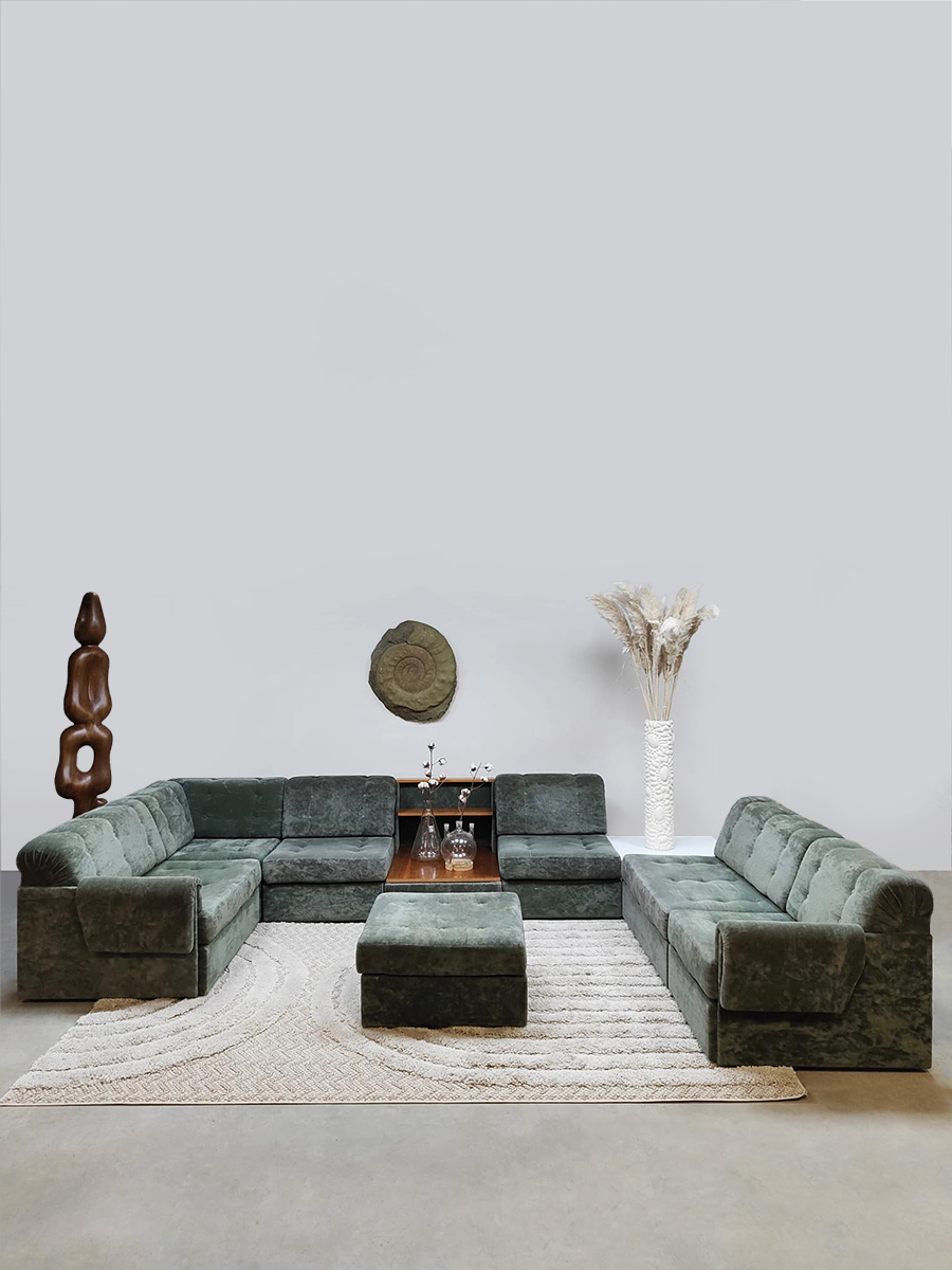 Vintage modular sofa elements 'Pine Green'