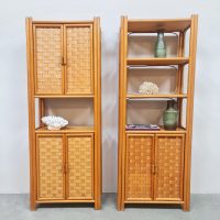 Midcentury interior design rattan bamboo cabinet bamboe rotan wandkast 'Bohemian nature'