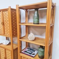 Midcentury interior design rattan bamboo cabinet bamboe rotan wandkast 'Bohemian nature'