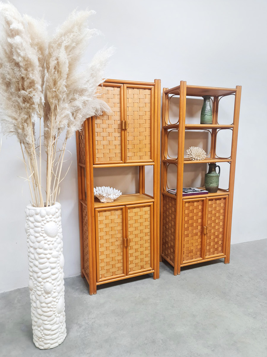 Vintage rattan bamboo cabinet 'Bohemian nature'