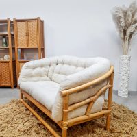 vintage 2 seater Bamboo rattan bamboe rotan lounge bank 2 zits Bohemian design