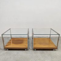 Vintage rolling coffee tables side tables rollende salontafels 1970 ''Minimalism''