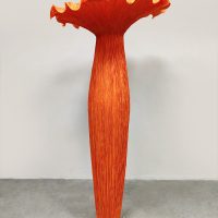 Silk flower floor lamp sculptural light vloerlamp 'Orange flowerbomb'