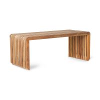 Wooden slatted bench houten bijzettafel