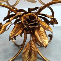 Vintage interior gold gilded coffee table salontafel 'Bouquet of roses'