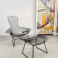 Vintage black Bird wire chair & ottoman Harry Bertoia Knoll