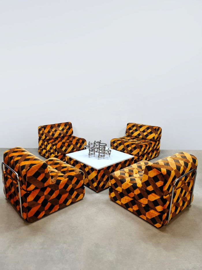 Midcentury print design interior design Swedish convertible modular sofa daybed modulaire bank