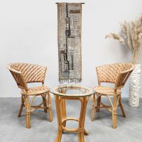 Vintage rattan lounge set rotan stoelen bijzettafel 'Boho vibes'