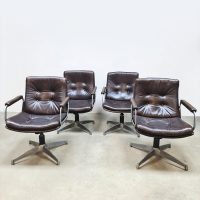 Vintage leather office chairs armchairs stoelen Geoffrey Harcourt Artifort