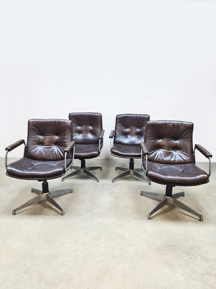 Vintage leather office chairs armchairs stoelen Geoffrey Harcourt Artifort