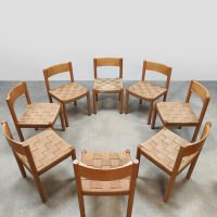 Vintage oak woven rope chairs eiken touwstoelen Robert &Trix Haussmann