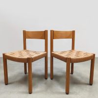 Midcentury interior design oakwood woven rope chair eiken touwstoelen Robert and Trix Haussmann Dietiker 1960