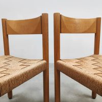 Vintage oakwood woven rope chair eiken touwstoelen Robert and Trix Haussmann Dietiker 1960