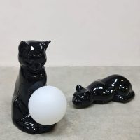 Vintage porcelain cats bulb lamp porceleinen katten lamp