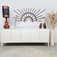 Vintage wooden credenza sideboard off white dressoir 'Cubism' Musterring