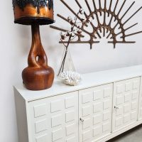 Vintage wooden credenza sideboard off white 'Cubism'