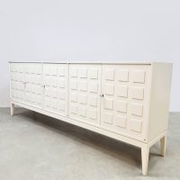 Vintage wooden credenza sideboard off white dressoir 'Cubism' 1970