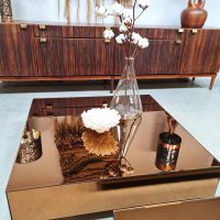 mirror block coffee table glazen spiegel salontafel 'Smoked brown' HK living vintage style