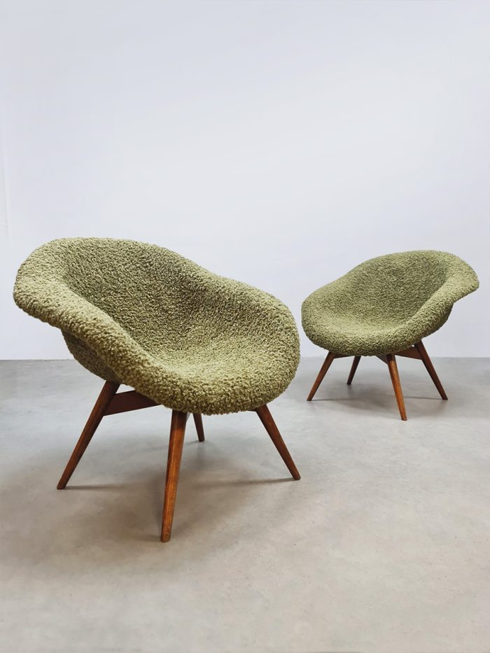 Midcentury Czech lounge chairs fauteuils Miroslav Navratil 1960