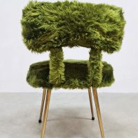 Vintage fluffy green Moumoute chair stoel Pelfran 1970