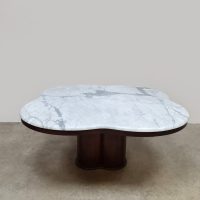 Vintage interior design travertin coffee table salontafel Jean Royère style