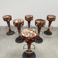 Vintage French café barstools barkrukken 'Graphic print'