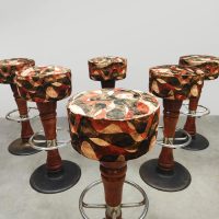 Vintage French café barstools barkrukken 'Graphic print'