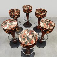 Vintage French café barstools barkrukken 'Graphic print'