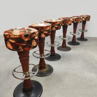 Vintage French café barstools barkrukken 'Graphic print'