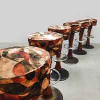 Vintage French café barstools barkrukken 'Graphic print'