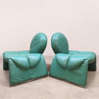 Vintage Italian design Calypso lounge chairs turquoise Vittorio Introine Saporiti