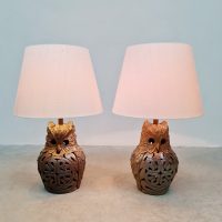 Midcentury interior ceramic owl lamps keramieken uilen lampen