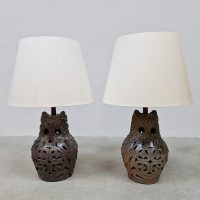 Vintage ceramic owl lamps keramieken uilen lampen