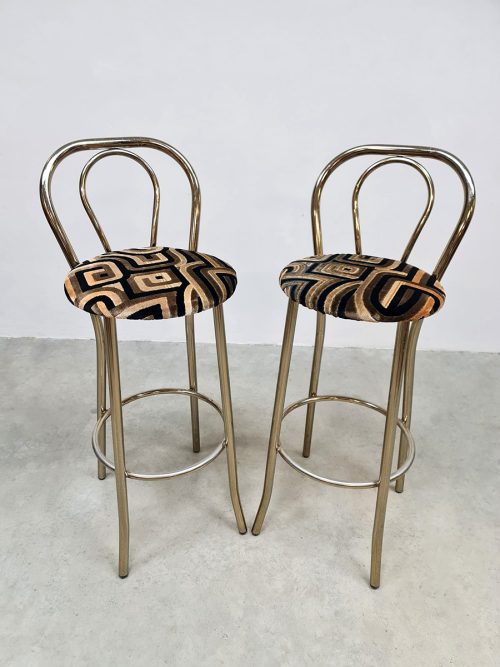 Midcentury vintage brass golden barstools messing barkruk 'eclectic'
