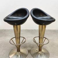 Vintage French cone barstools barkrukken 'Black & gold'