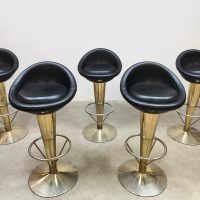 Vintage French cone barstools barkrukken 'Black & gold'