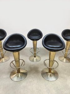 Vintage French cone barstools barkrukken 'Black & gold'