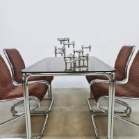 Midcentury furniture design chrome dining set table chairs eetkamer set 'Tubular'