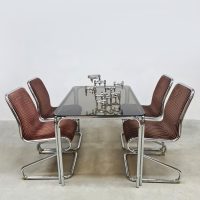 Vintage chrome tubular dining set table chairs eetkamer set 'Mad Men style'Vintage interior design chrome dining set table chairs eetkamer set 'Tubular'