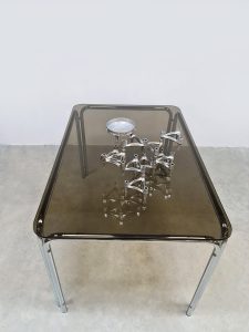 Vintage chrome tubular dining set table chairs 'Mad Men style'